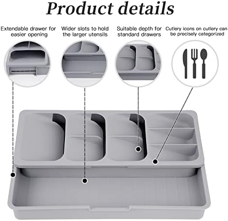 Silverware Organizer Storage Tray,Cutlery Expandable Organizer for