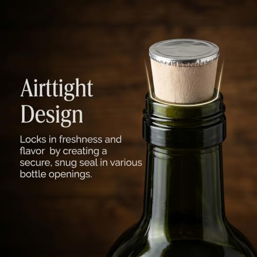 VOSAREA 4pcs Cork Stopper Wooden Bottle Plugs with Metal Tops