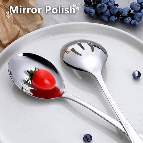 E-far Large Serving Slotted Spoons, Stainless Steel Serving Utensils
