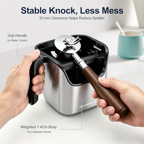Ourokhome Espresso Knock Box with Lid, Compact Coffee Grounds