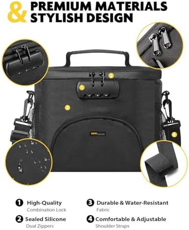 Lunch Bag with Combination Lock, Lunch Box for Men Women, Adjustable