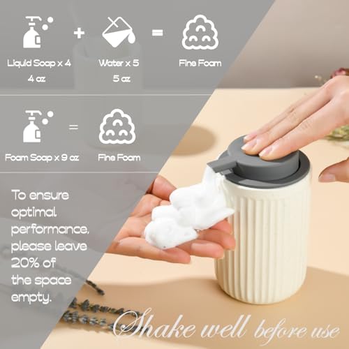 Speckled Beige Rippled Ceramic Foaming Soap Dispenser, Modern
