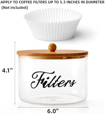 Cididu Coffee Filter Holder with Bamboo Lid, Glass Large Coffee Pod