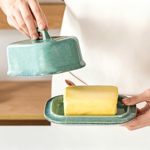 Ceramic Butter Dish with Lid, Covered Butter Keeper, Butter Tray