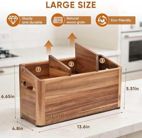 Wooden Cooking Utensil Holder & Crock for Kitchen Countertop