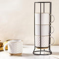 GBhome 12oz Stackable Coffee Mugs with Stand, Ceramic Coffee Cups Set
