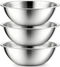 3 Pack Stainless Steel Mixing Bowls, 6 Quart Flat Base Stainless Steel