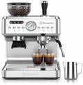Sorgente Espresso Machine with Grinder, Brushed Stainless Steel