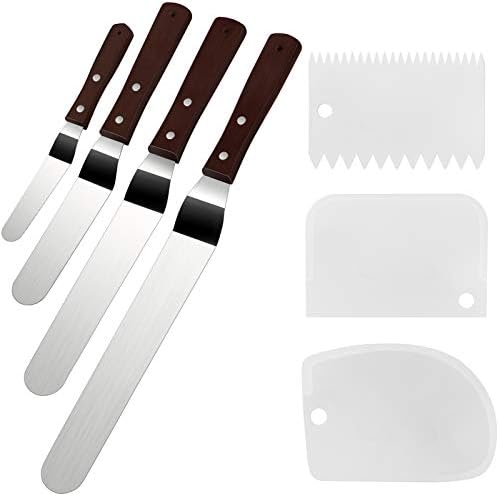 4 Pack Offset Spatula Set for Cake Decorating, Icing and Frosting