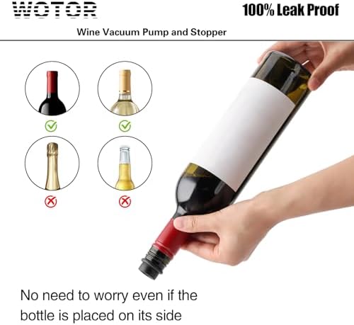 WOTOR Wine Saver Vacuum Pump with 4 Stoppers, Reusable Bottle Sealer