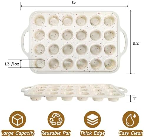 2 Pieces Silicone Muffin Pans, Reinforced Metal Frame