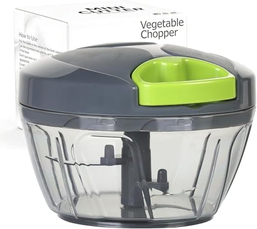 Manual Food Processor Vegetable Chopper, Hand Pull String, Portable