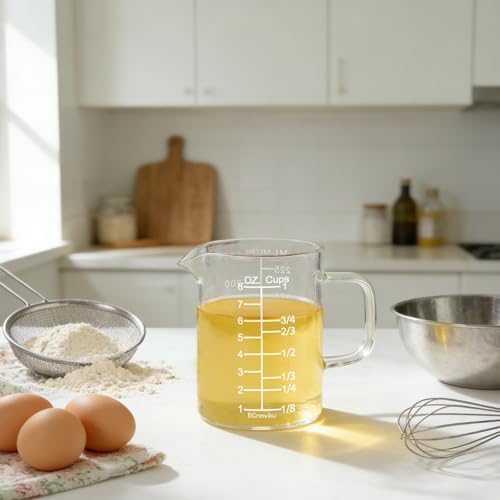 Glass Measuring Cup with Handle, 8OZ/250ML/1 CUP Glass Measuring