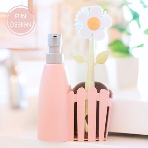 Vigar Florganic Kitchen Sink Caddy Set with Dish Soap Dispenser, Pink