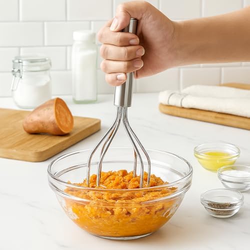 HIC Kitchen 2-In-1 Mix N’Masher Potato Masher, 18/8 Stainless Steel
