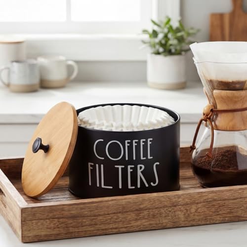 Coffee Filter Holder with Lid, Metal Filter Storage Container