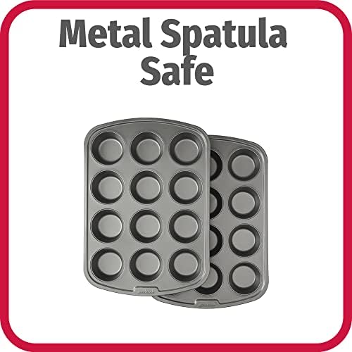 GoodCook Nonstick Steel 12-Cup Muffin Pan, Gray, Set of 2