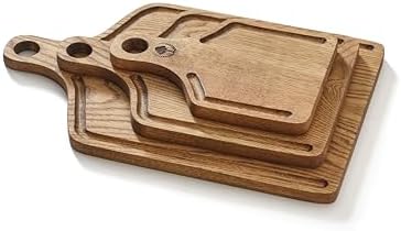 3-Piece Wooden Cutting & Chopping Board Set with Handle – Natural