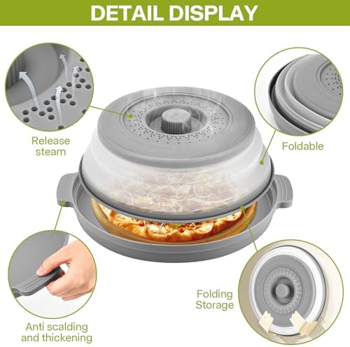 Microwave Splatter Cover for Food with Anti-Scald Base Plate and