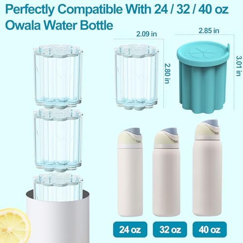 Ice Cube Tray for Owala FreeSip, 3PCS Silicone Ice Cube Molds, Easy