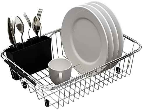 TESOT Adjustable Over Sink Dish Rack Stainless Steel Dish Drying Rack On Counter or in Sink, Rustproof