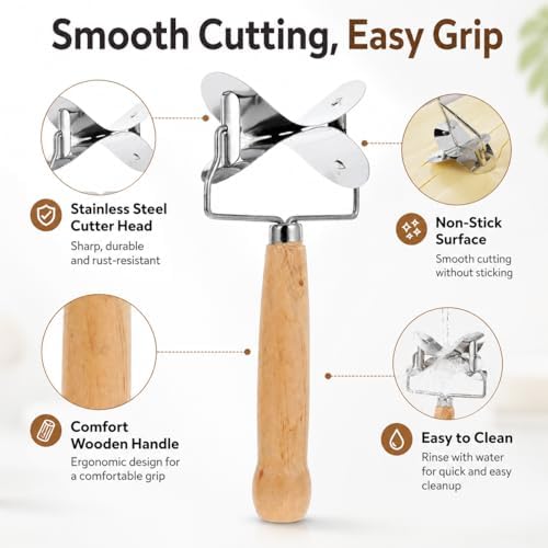IMIKEYA Dumpling Wrapper Cutter, Dough Cutter Mold with Wooden Handle