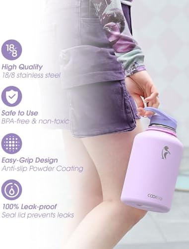 Coolflask Half Gallon Water Bottle Insulated Stainless Steel with
