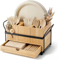 Qunclay Bamboo Silverware Caddy, 4 Compartments