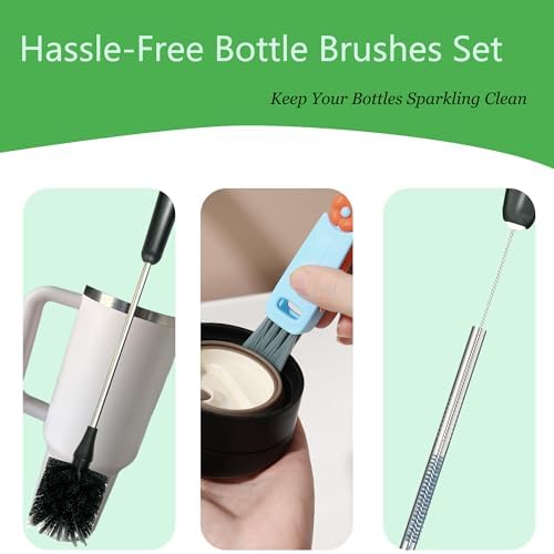 Bottle Brushes for Cleaning 3 Pack, 15 Inch Water Bottle Brush Cleaner