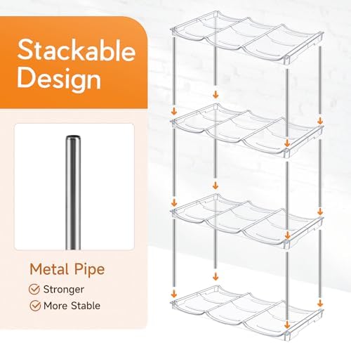 Sbosbo Water Bottle Organizer, Stackable Bottle Storage Rack, 4 Pack