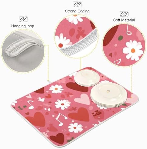 OTVEE Music Bloom Art Dish Drying Mat for Kitchen Counter Absorbent