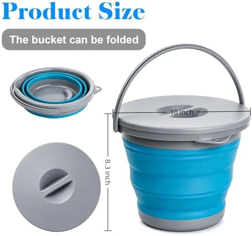 Bekith 2 Pack Collapsible Plastic Bucket with Locking Lid, 5L