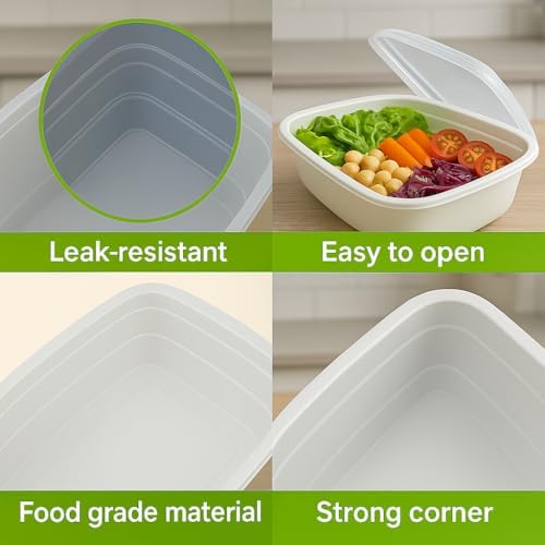 50 Pack Meal Prep Containers with Lids, Disposable Plastic Food