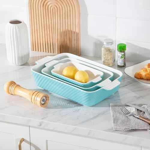 Sweejar Ceramic Baking Dish Set, Cake Baking Dish for Brownie