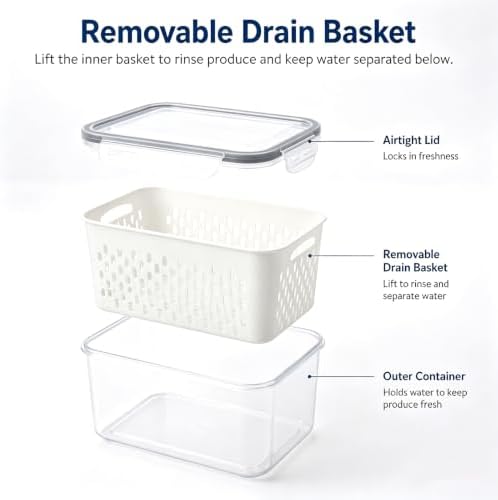 3-Piece Fruit Containers with Removable Colanders and Lids