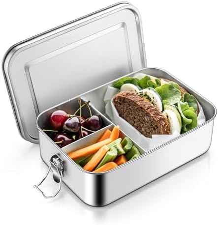 TeamFar Stainless Steel Bento Box, 47oz/1400ML Metal Lunch Box with
