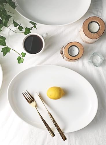 Sweese 2-Pack Porcelain Oval Serving Platters, White High-Grade