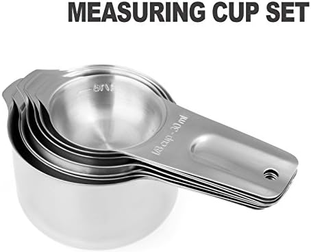 13-Piece Measuring Cups and Spoons Set, 18/8 Stainless Steel, Silver