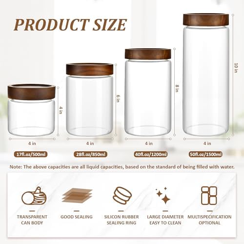 3 Pack 28 fl oz/850 ml Clear Glass Storage Canister with Airtight