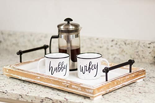 Farmhouse Hubby and Wifey Funny Campfire Couples Coffee Mug Set | 14oz