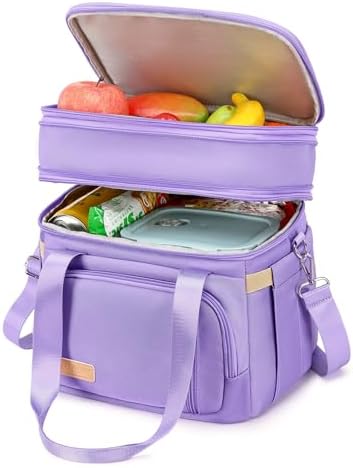 MAPLELILY Lunch Box for Men Women - Double Deck Insulated Lunch Bag