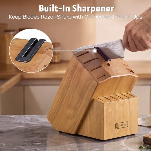 PAUDIN 17-Piece Kitchen Knife Set with Block