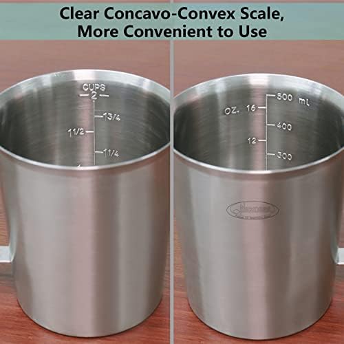 Newness 2 Pack Stainless Steel Measuring Cup, Metal Measuring Cup with