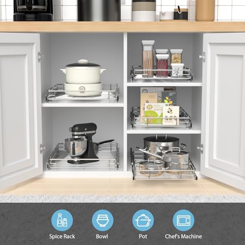 Pull Out Cabinet Organizer, 14.8” Slide Out Kitchen Organizers Storage