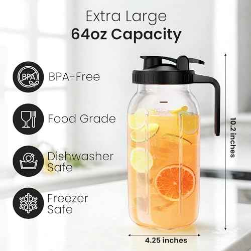 64-Ounce Glass Mason Jar Pitcher