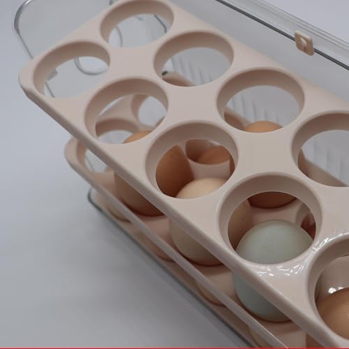 3-Layer Plastic Egg Organizer for Refrigerator, 30 Eggs, Clear