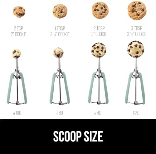 GORILLA GRIP 304 Stainless Steel Cookie Scoop, 3 TBSP Scooper, Mint