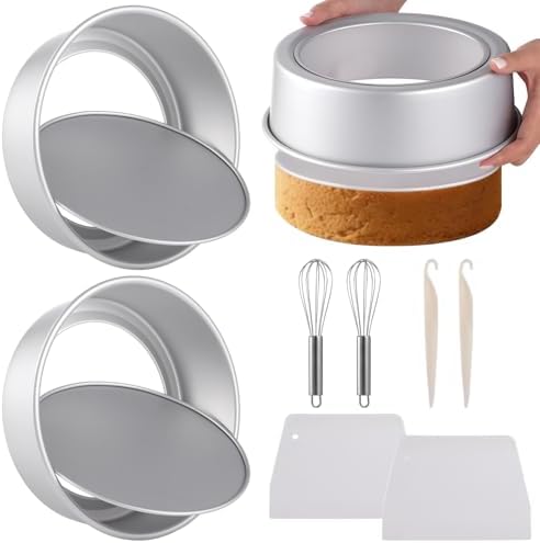 2 Pcs 9.5" Round Cake Pans, Anodized Aluminum Alloy Cake Molds with
