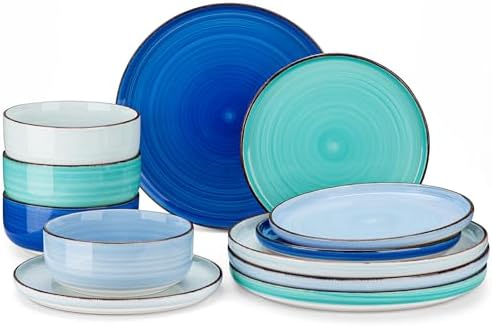 vancasso Bonita Blue Dinnerware Sets, Plates and Bowls Set for