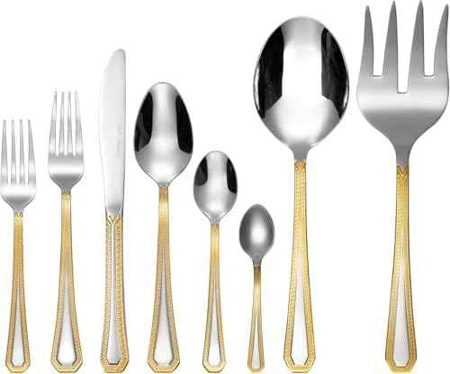 75-Pc Luxury Flatware Set for 12 w/Storage Case 24K Gold Premium